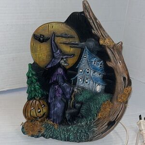 VTG-ceramic-Halloween, light up, witch,jack-o’-lantern,haunted house, home decor